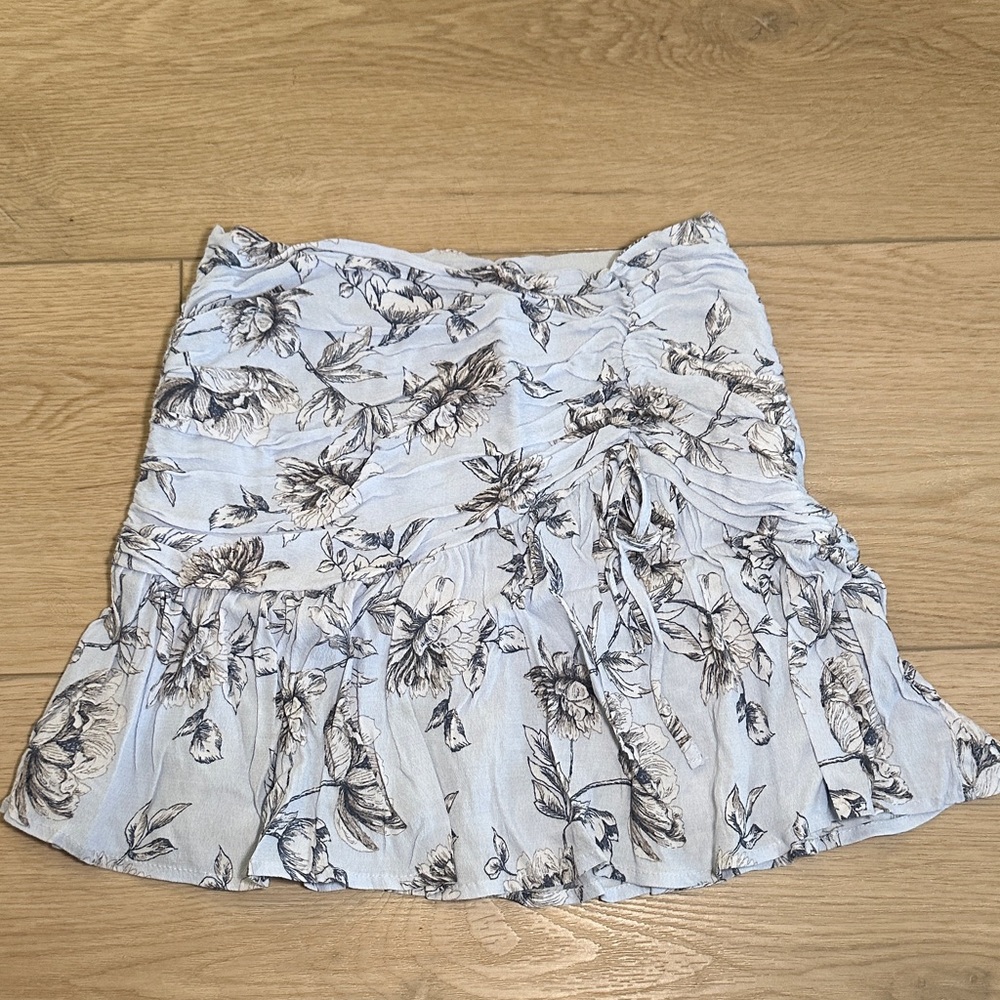 Forever 21 Light Blue Floral Mini Skirt